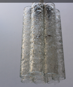Set of Three mid-century design Doria Leuchten ice glass pendant lights germany