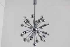 Italian Chrome Sputnik Chandelier Attributed to Goffredo Reggiani 12 Lights 1970