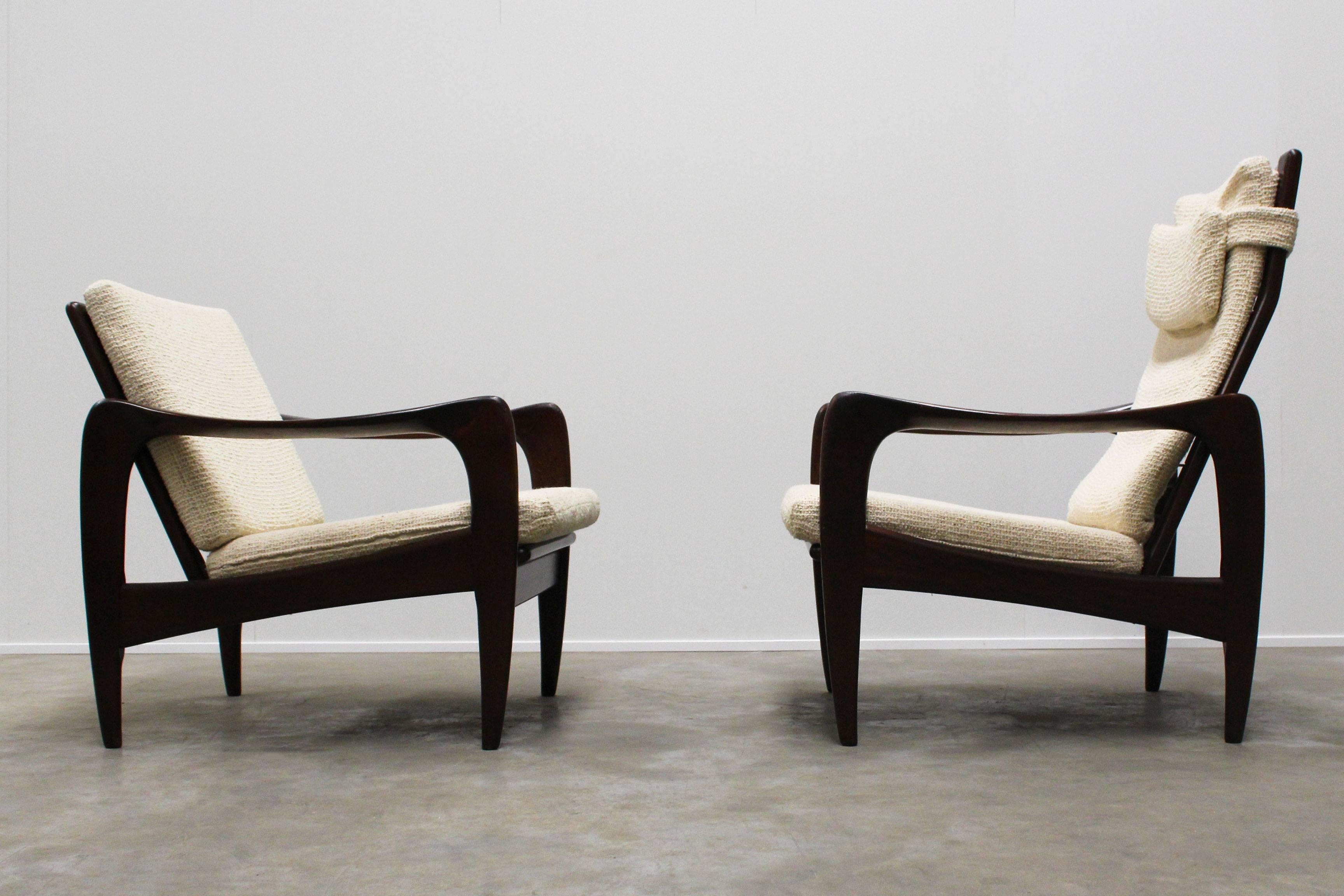 Wool Lounge Set / Living Room Set Teak White by De Ster Gelderland Dutch Design, 1960