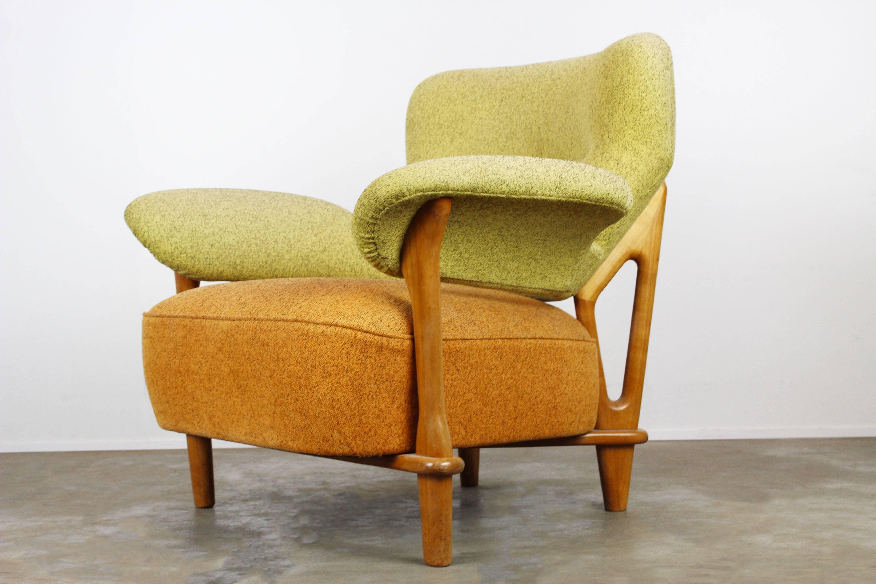 Rare Living Room Set / Sofa and Lounge Chair F109, Theo Ruth for Artifort, 1950 In Good Condition In Ijzendijke, NL