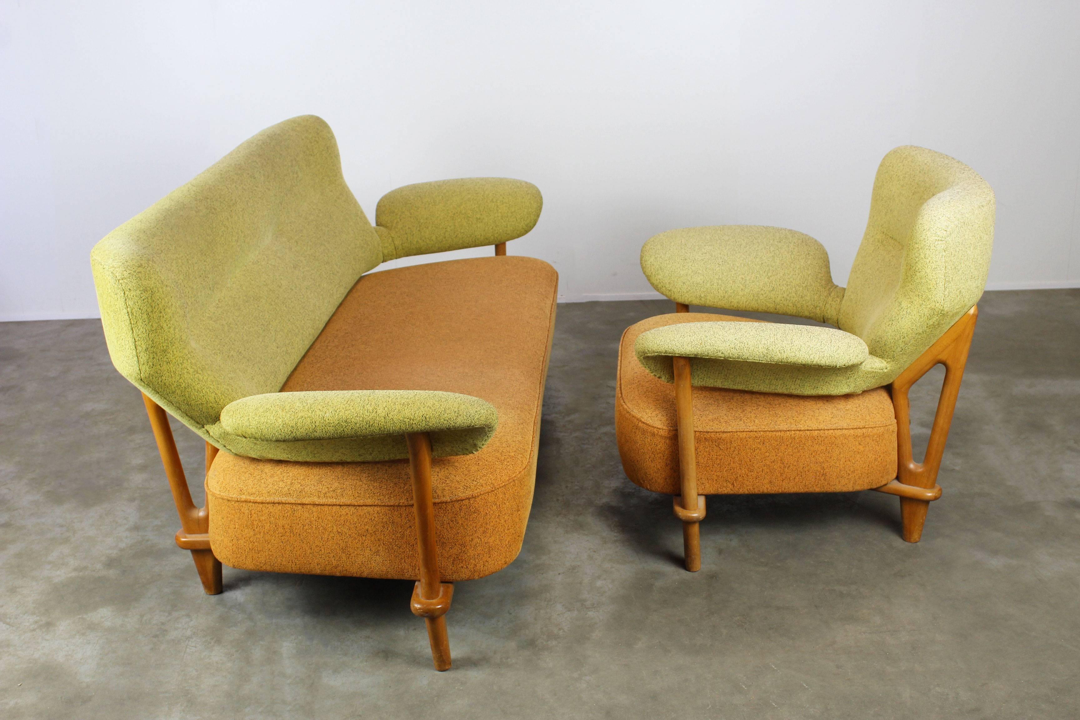Rare Living Room Set / Sofa and Lounge Chair F109, Theo Ruth for Artifort, 1950 3