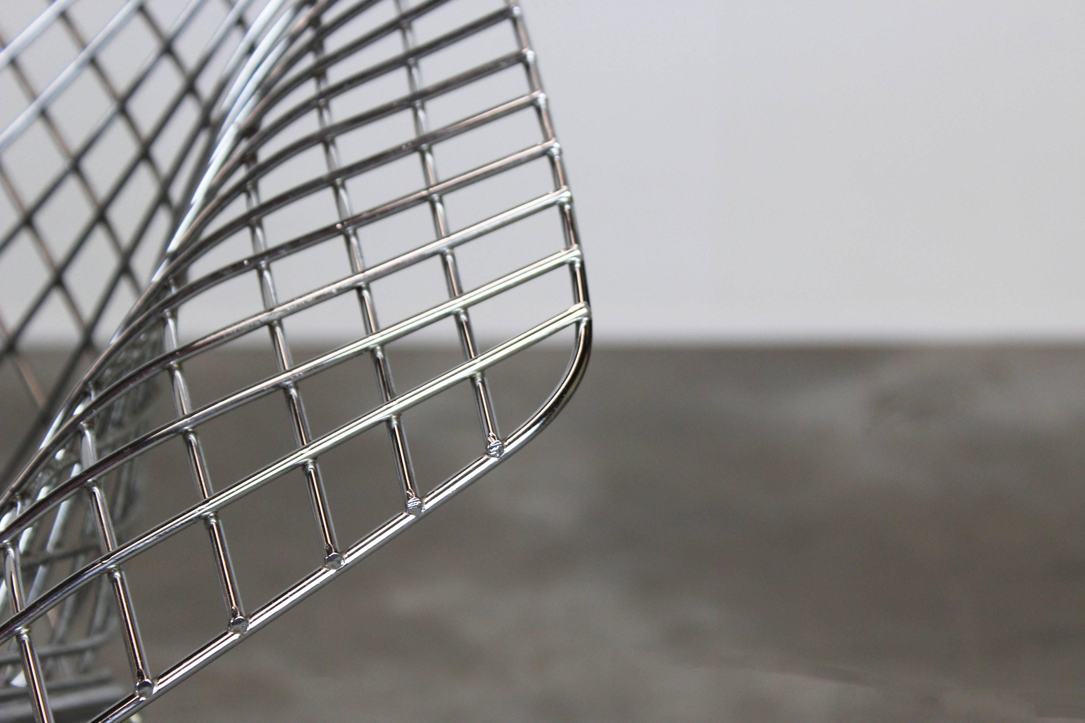 Fabric Set of Two Chrome Diamond Chairs by Harry Bertoia for Knoll, 1970, Grey