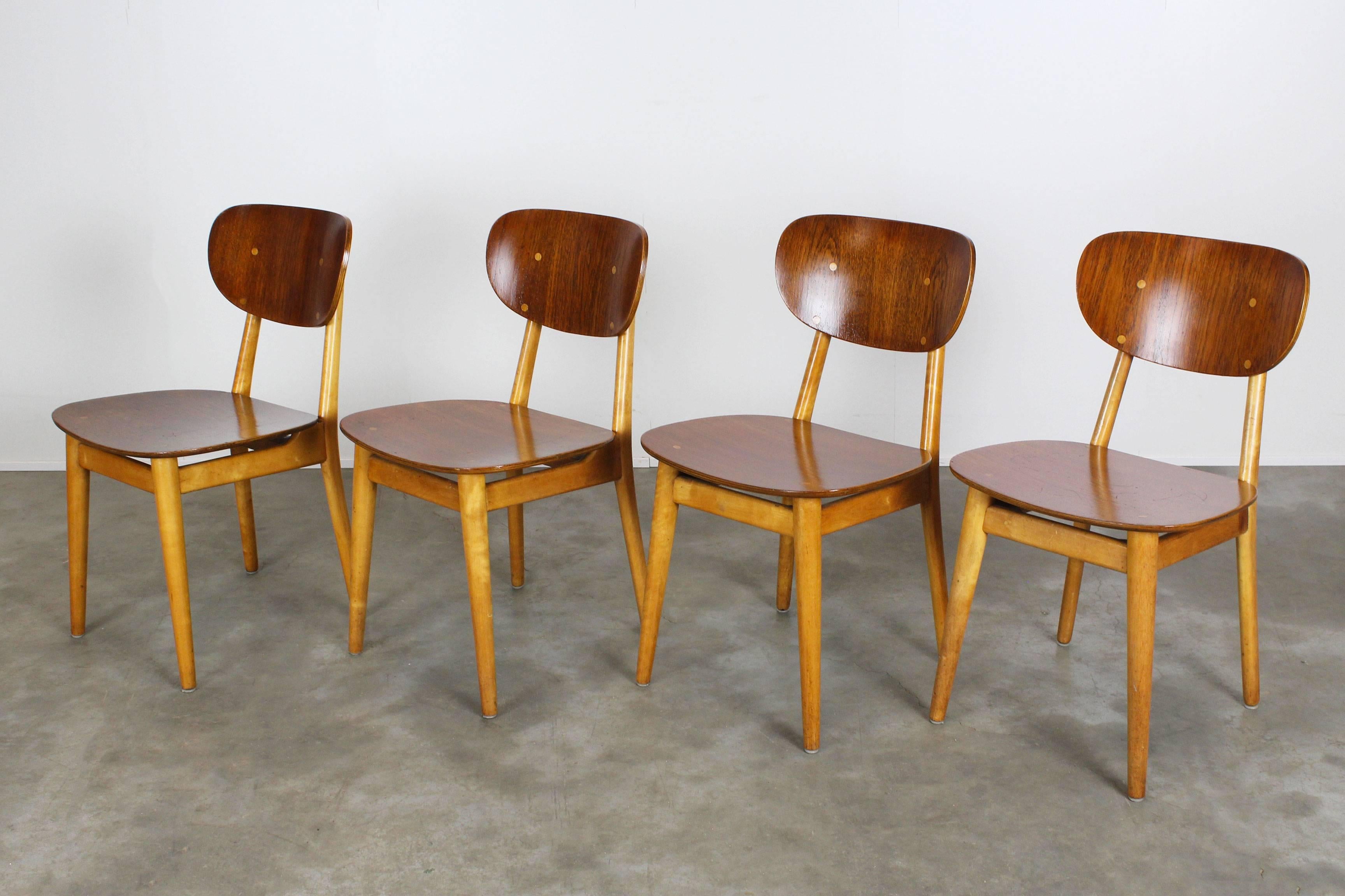 Set of Four Dining Chairs SB11 by Cees Braakman for Pastoe, Beech Teak Dutch 2