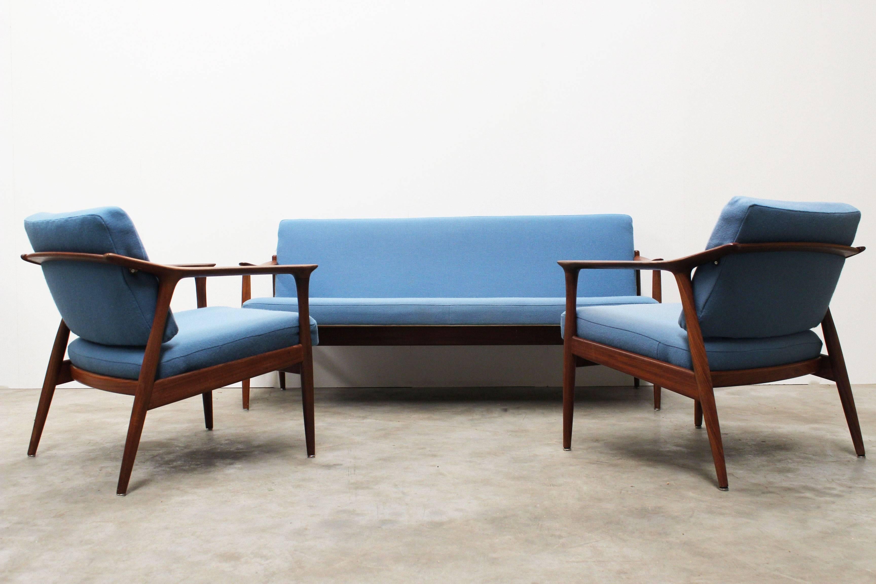 Danish Living Room Set by Torbjørn Afdal for Sandvik Mobler, 1950, Blue Teak 2