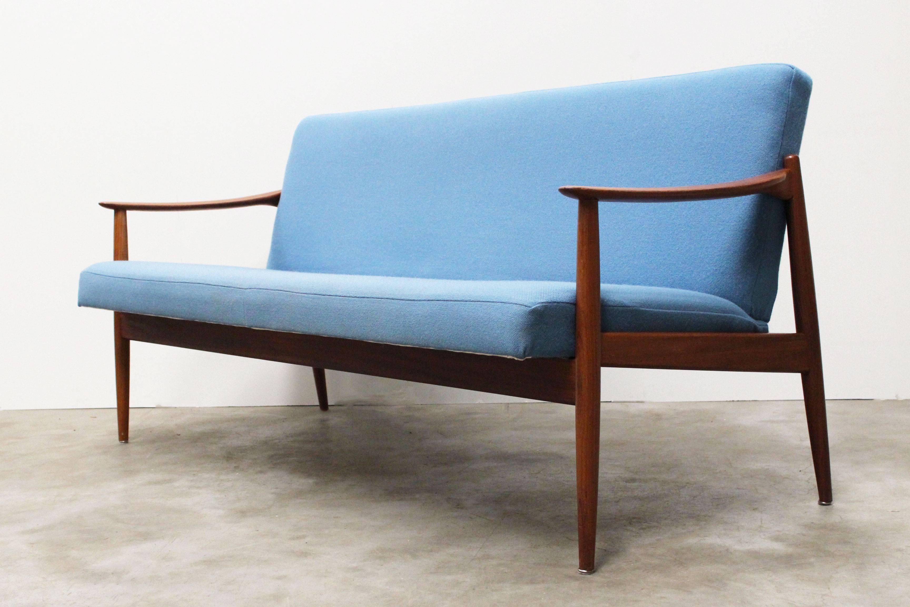 Fabric Danish Living Room Set by Torbjørn Afdal for Sandvik Mobler, 1950, Blue Teak