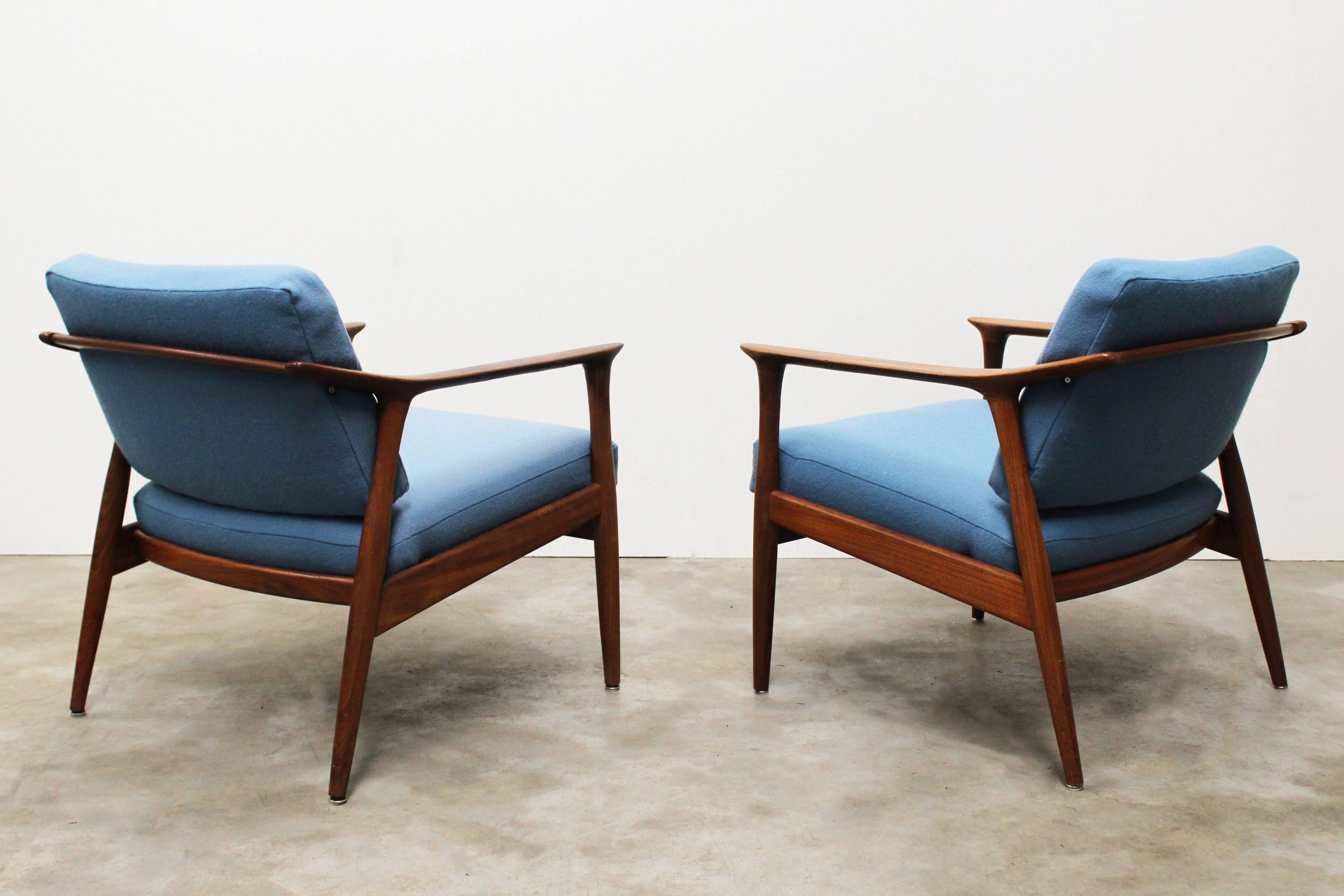 Danish Living Room Set by Torbjørn Afdal for Sandvik Mobler, 1950, Blue Teak In Good Condition In Ijzendijke, NL