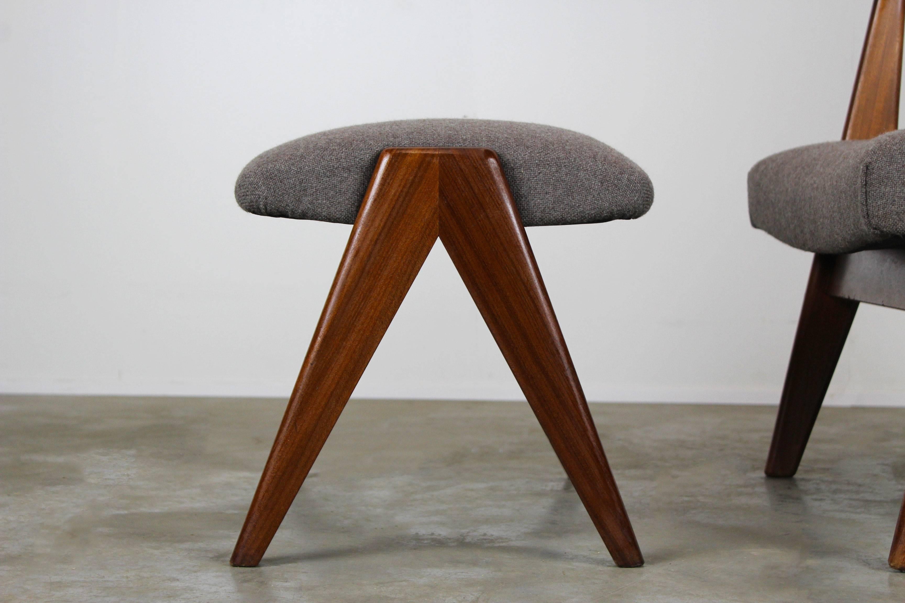 Louis Van Teeffelen Lounge Chair and Ottoman for Webe, 1960, Grey and Brown In Good Condition In Ijzendijke, NL
