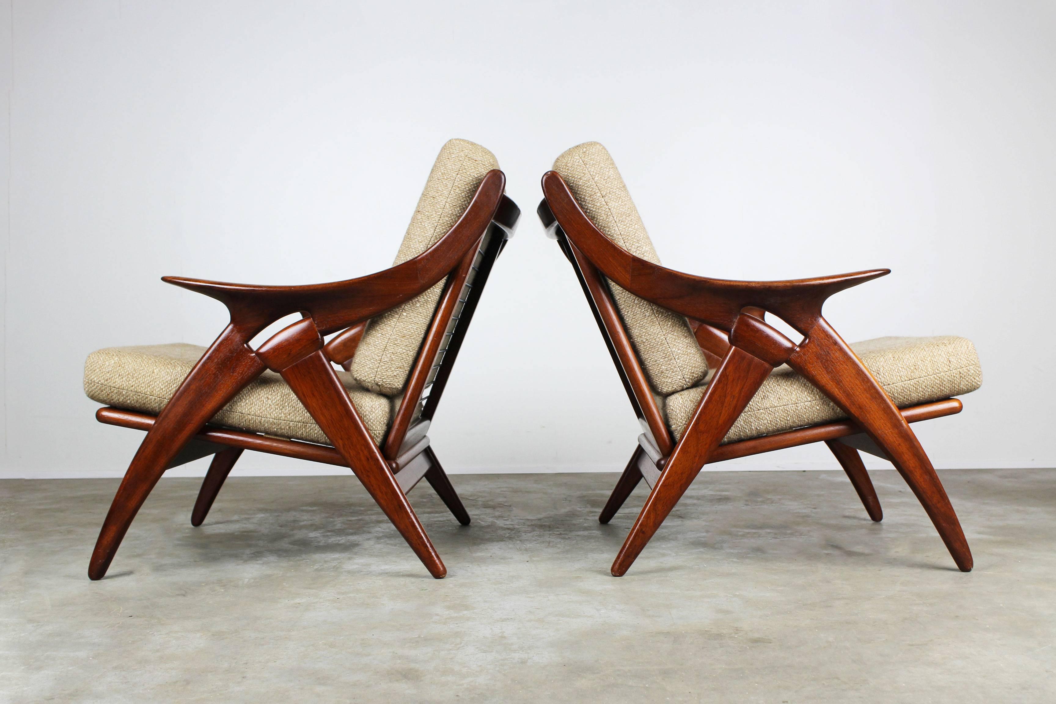 Set of Two ''De Knoop'' Teak Lounge Chairs by De Ster Gelderland, 1960 1