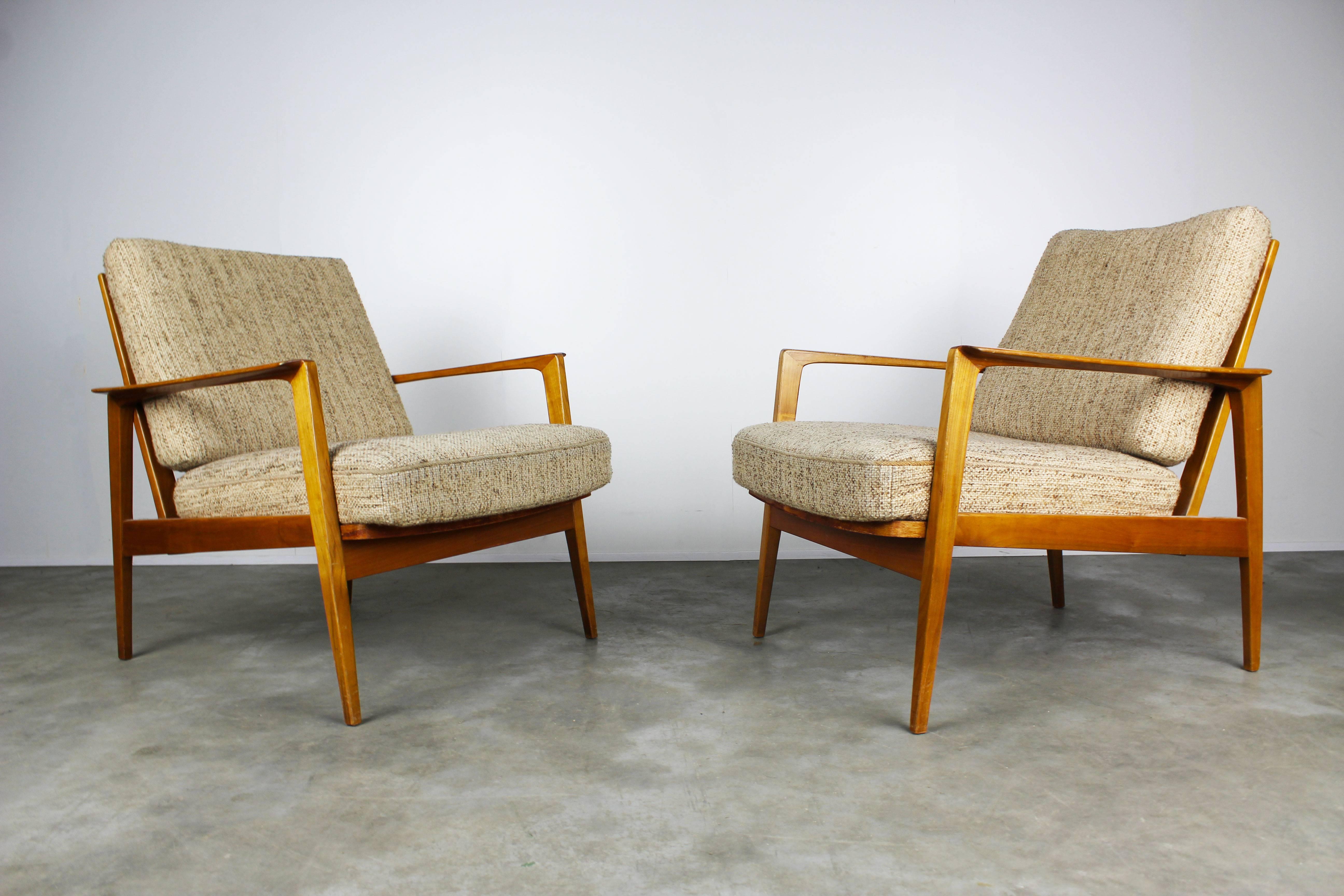 Full Original Knoll Antimott Set 1950 with Easy Chairs and Daybed Beige Brown 2
