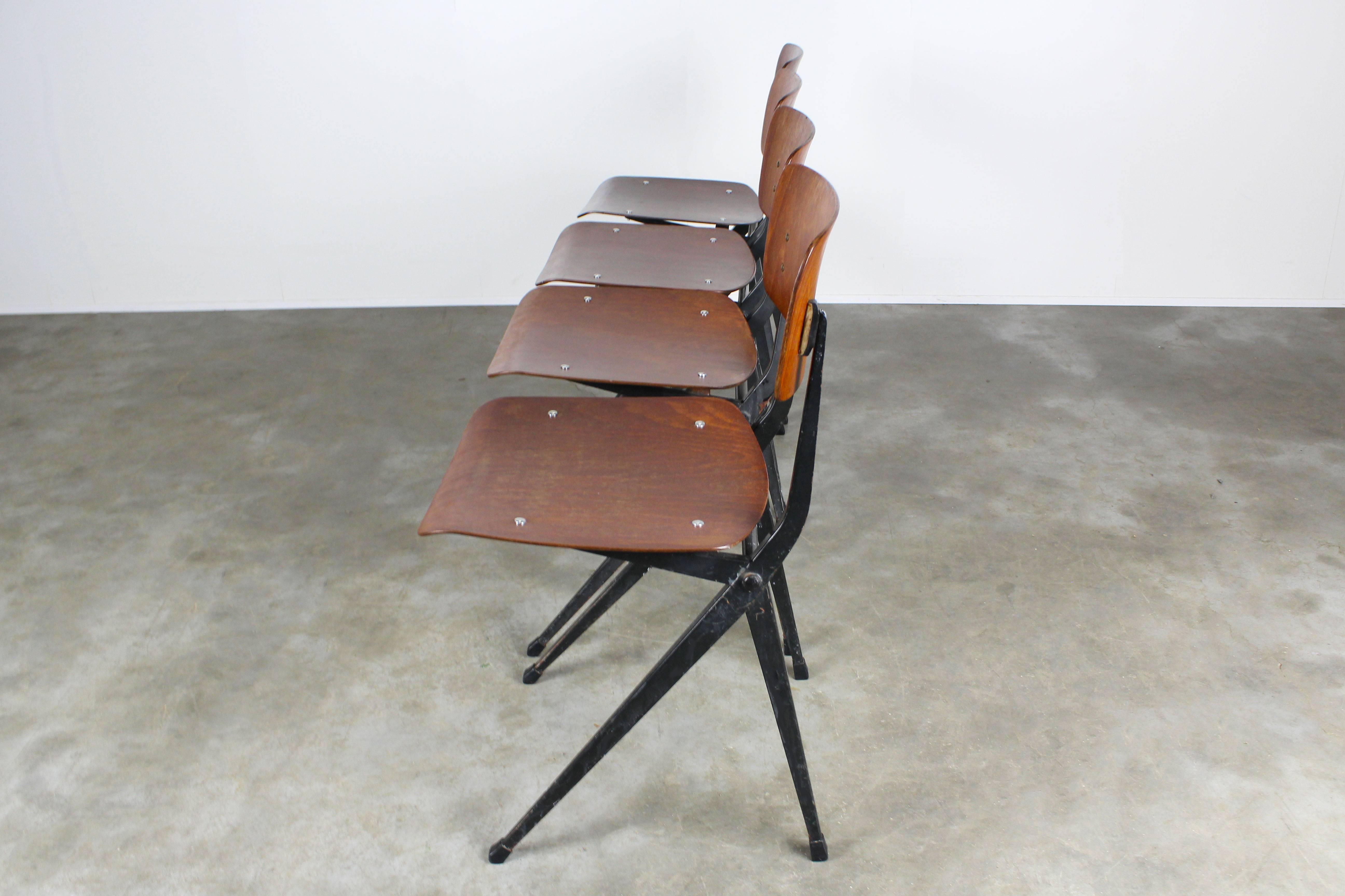 Metal Set of Four Industrial Design Dining Chairs by Marko Friso Kramer Style
