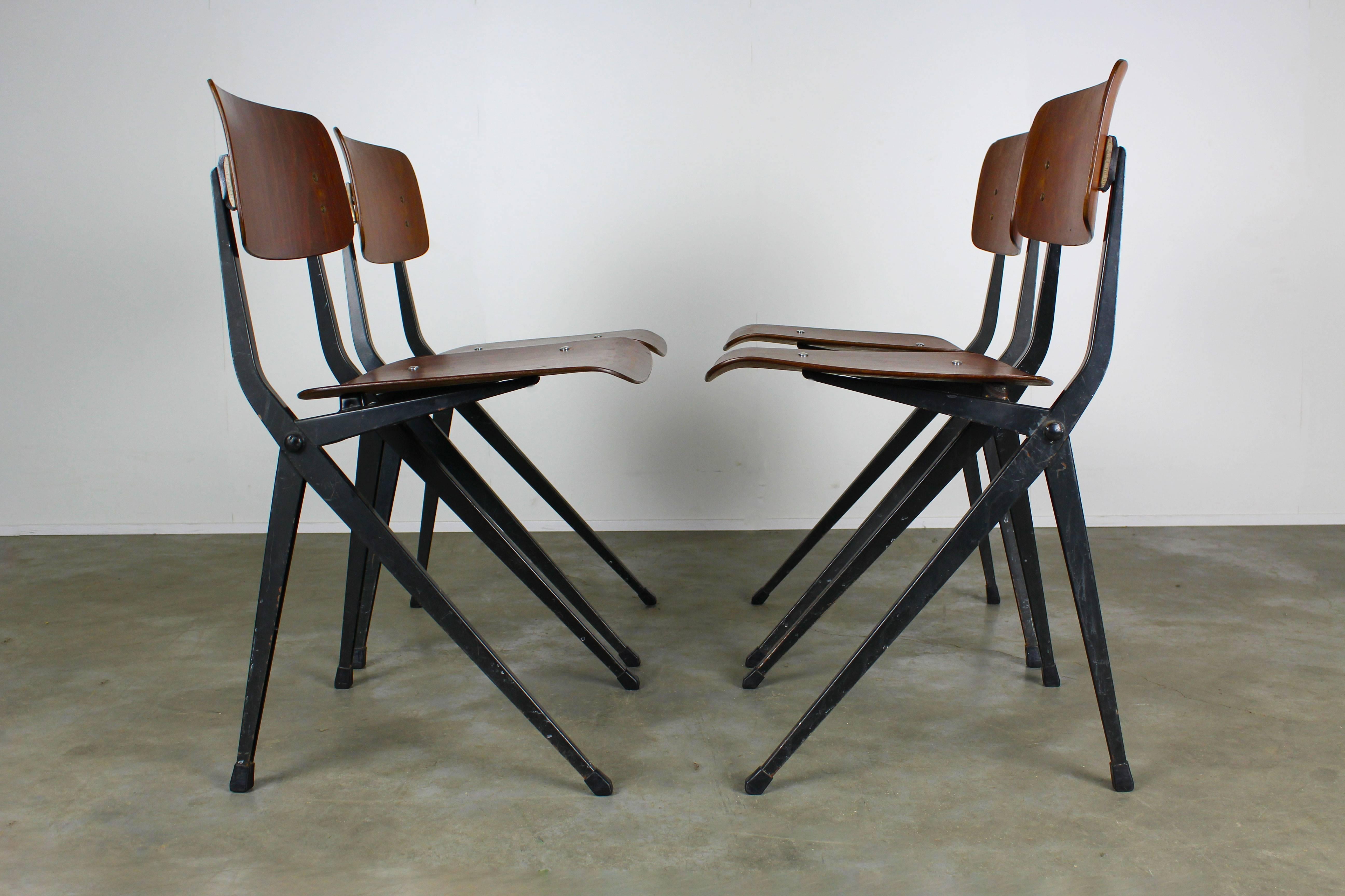 Set of Four Industrial Design Dining Chairs by Marko Friso Kramer Style In Good Condition In Ijzendijke, NL