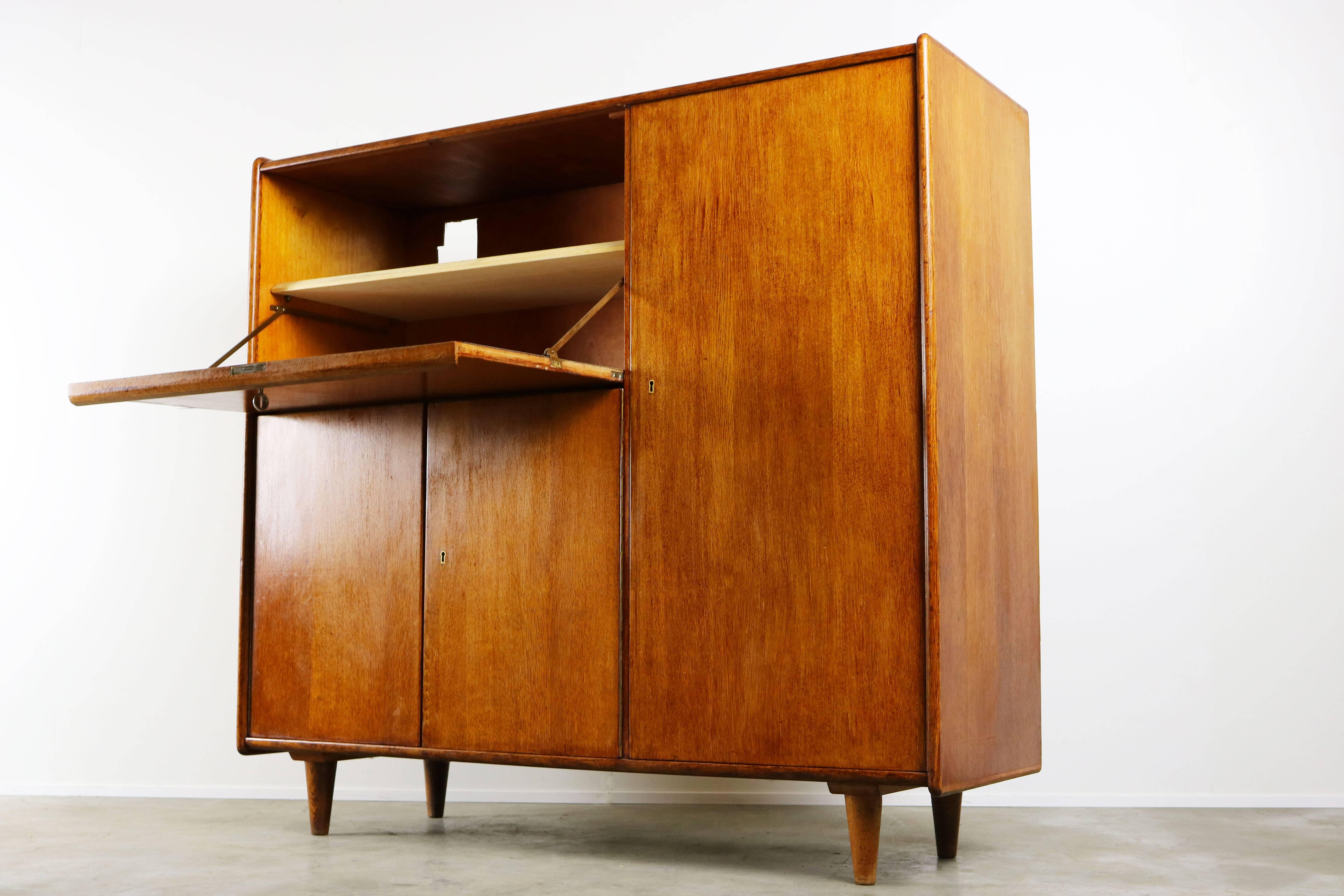 Mid-20th Century Rare Oak Series Secretaire by Cees Braakman for UMS Pastoe, 1948 Brown Beige