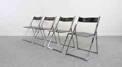 Set of Four Vono/Elios Folding Chairs-Dining Chairs by Lübke Leather and Chrome