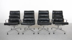 Charles Eames Soft Pad Chairs EA 216 Herman Miller / Fehlbaum in Black Leather