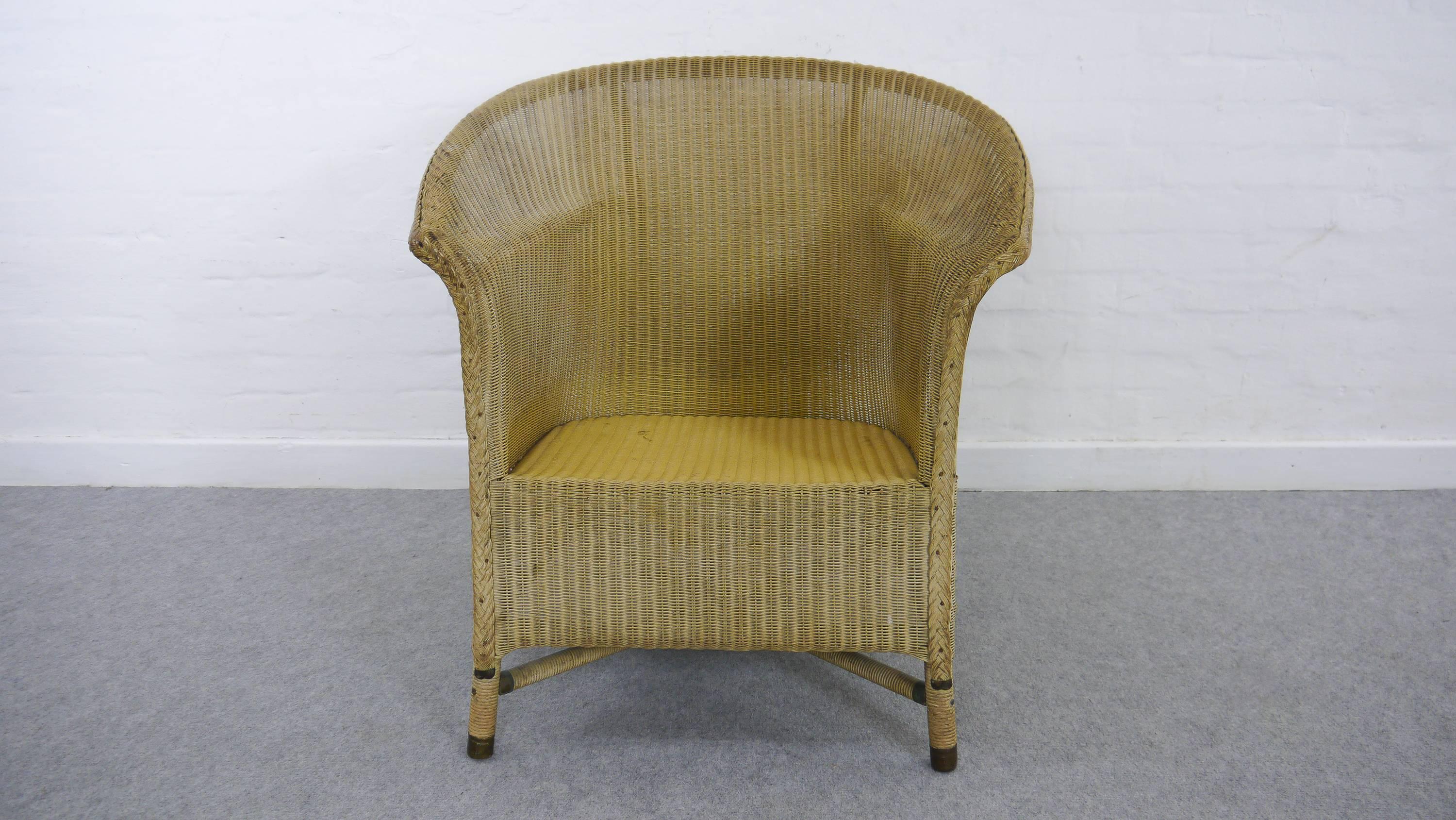 Lustys Lloyd Loom Zeppelin / Airship Chair with Royal Marking, W.Lusty