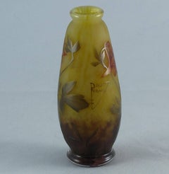 Art Nouveau Daum Acid Etched and Enamelled Cameo Glass Vase