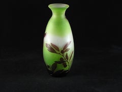 An Art Nouveau Emile Galle Three-Color Cameo Glass Vase