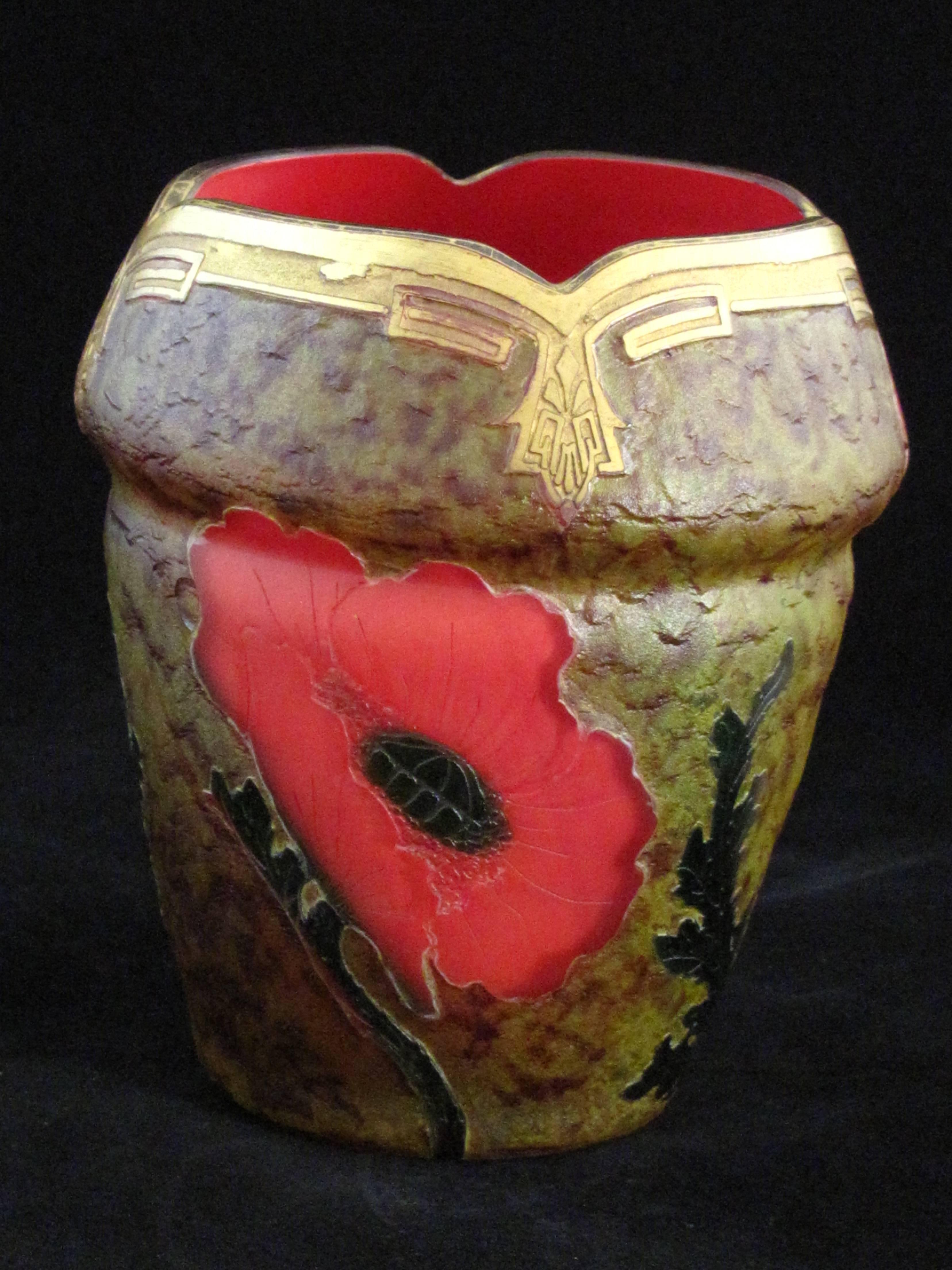 French Art Nouveau Cameo Glass Vase by Legras