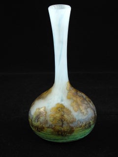 An Art Nouveau Daum Cameo and Enamel Glass Vase
