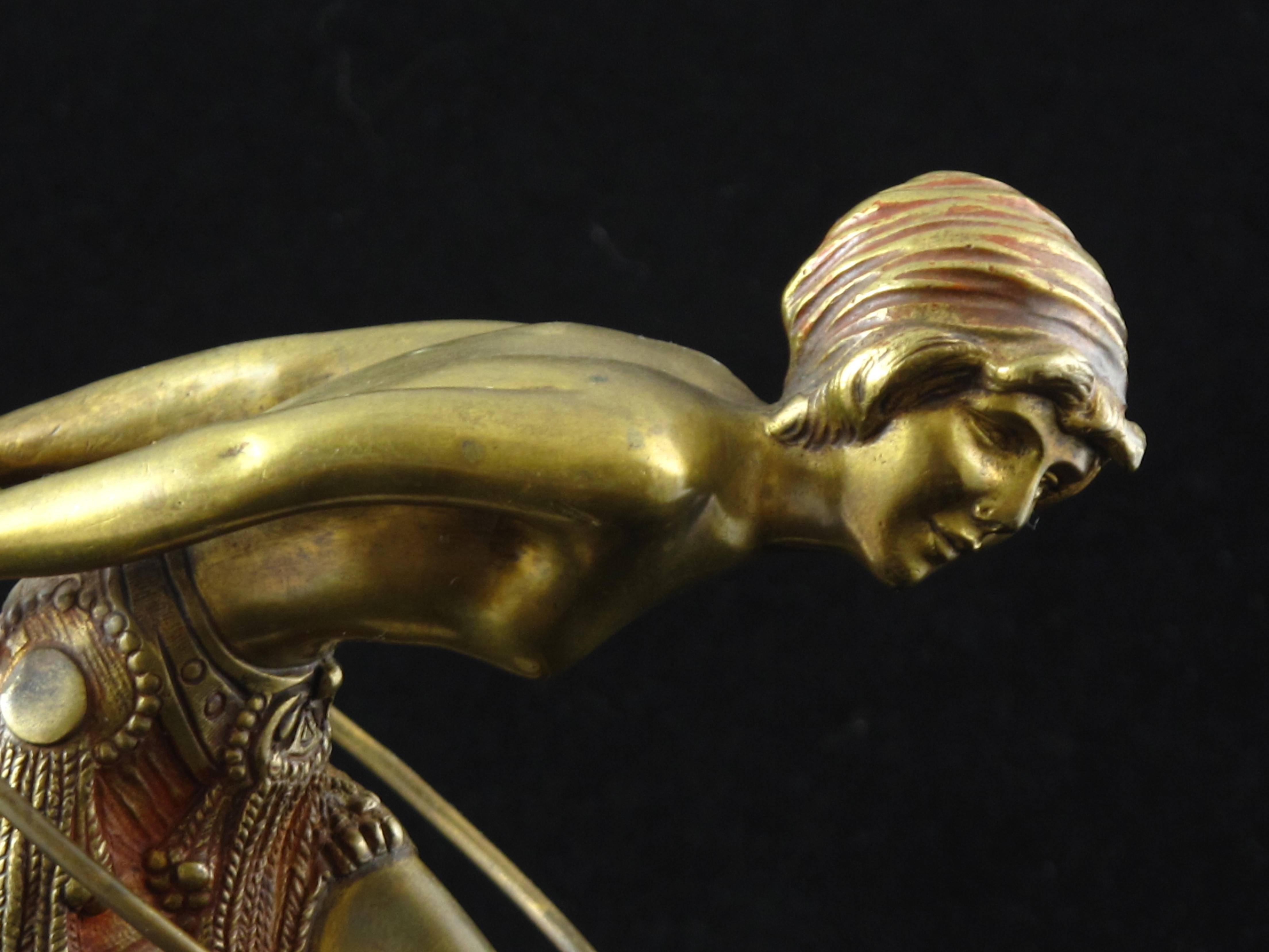 Early 20th Century Art Deco Bronze Figure of a Hoop Dancer by Demetre Chiparus For Sale