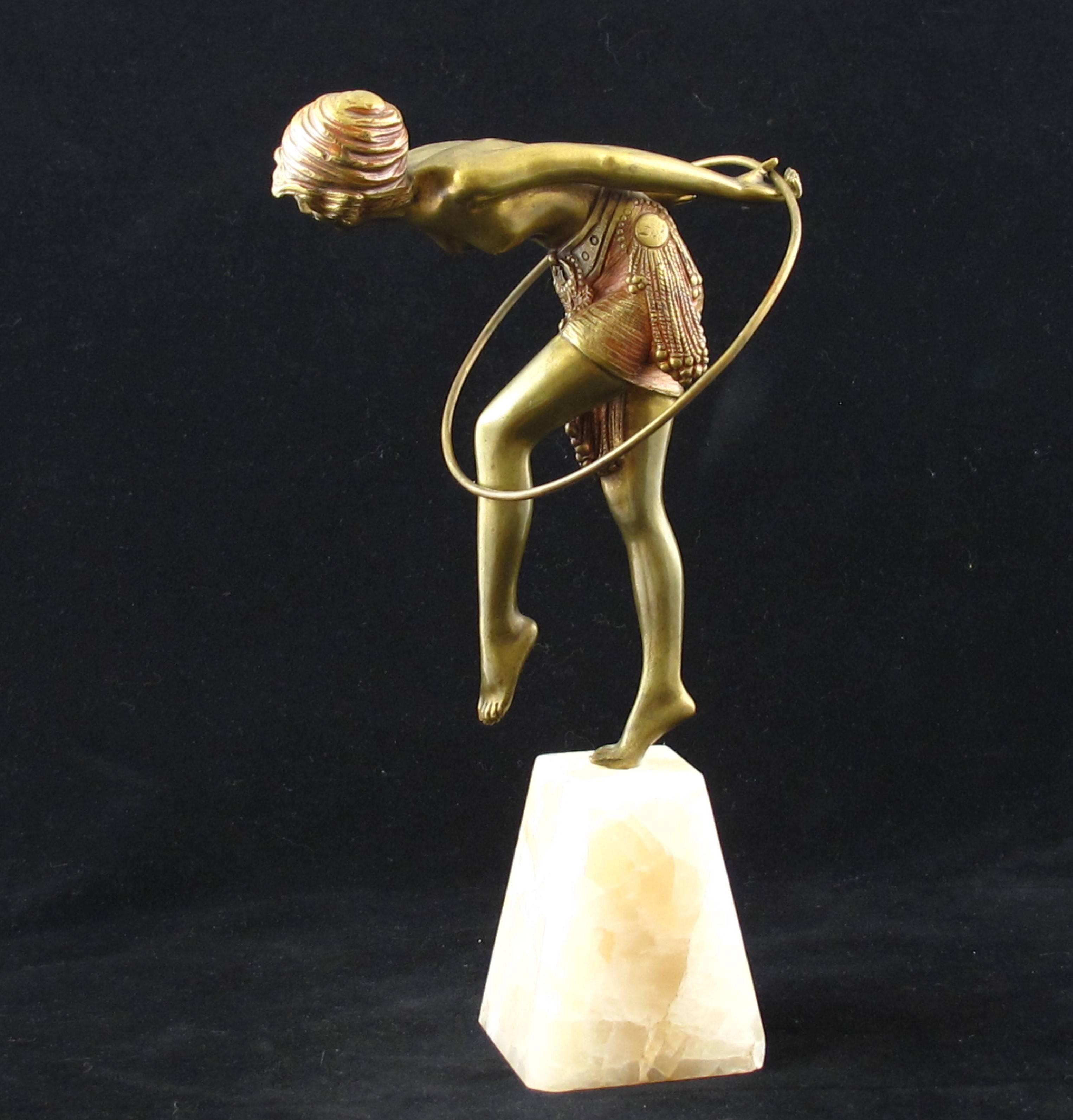 French Art Deco Bronze Figure of a Hoop Dancer by Demetre Chiparus For Sale