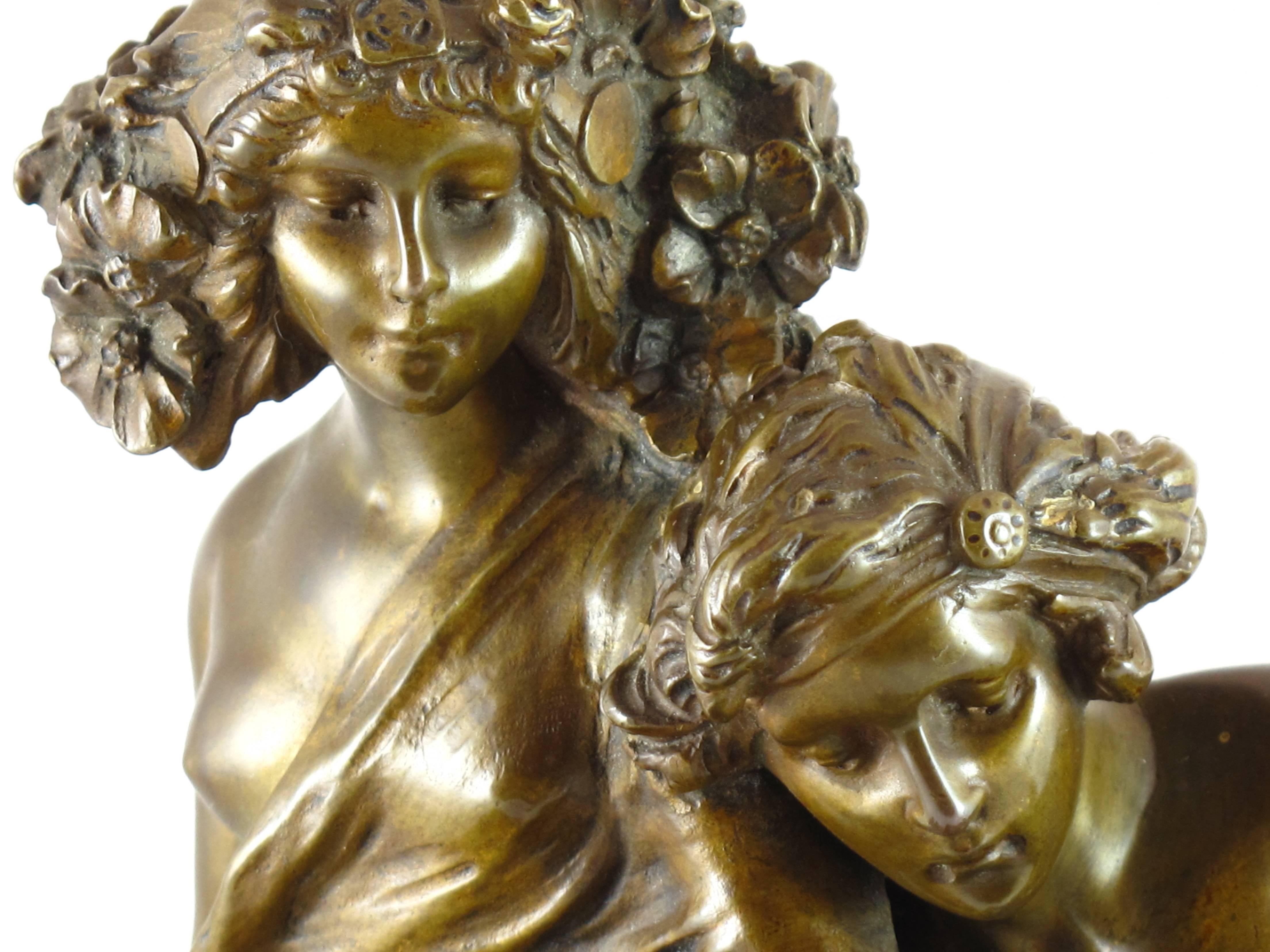 Austrian Art Nouveau Bronze the Lovers by Carl Kauba For Sale