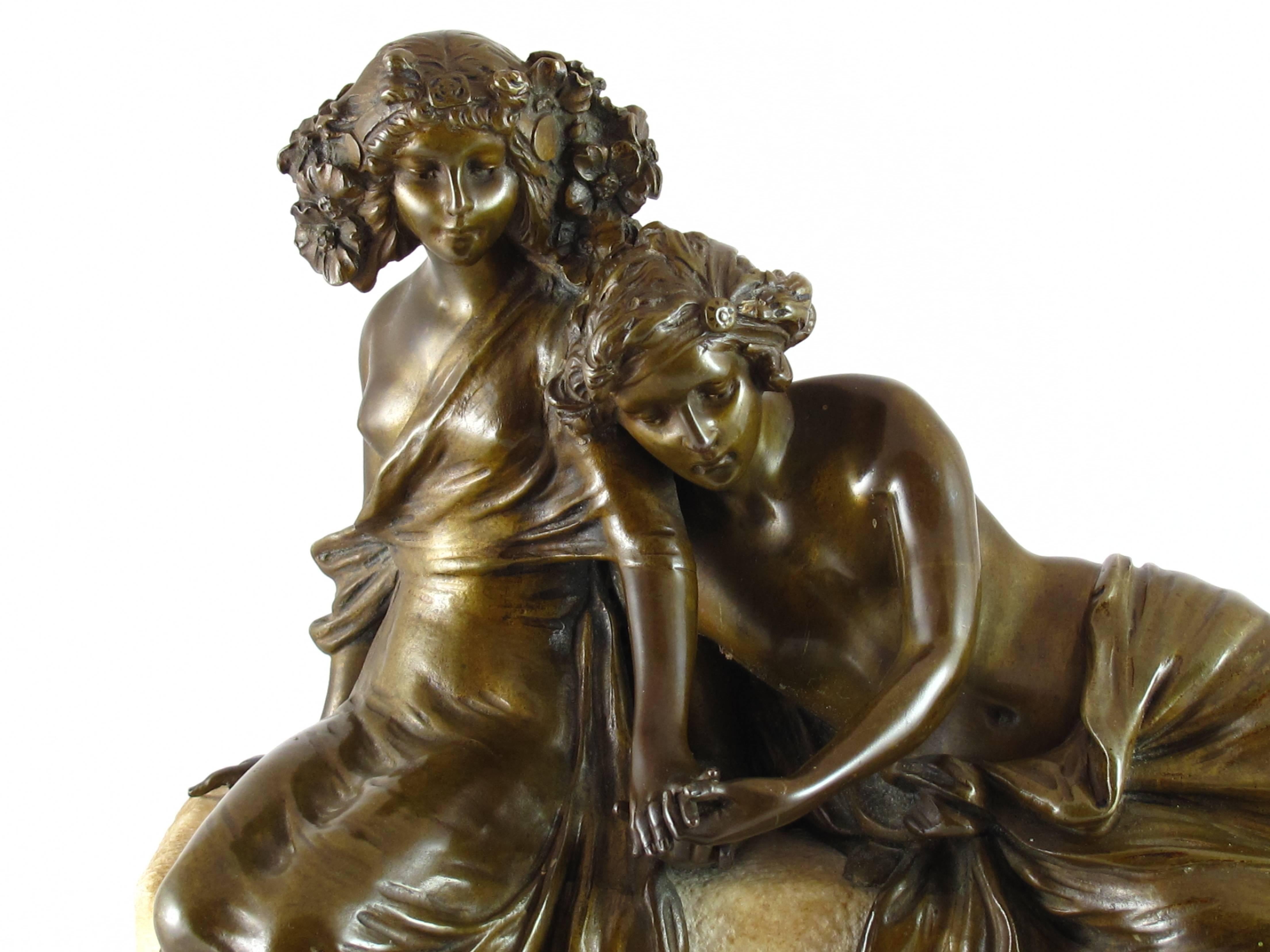 Art Nouveau Bronze the Lovers by Carl Kauba In Good Condition For Sale In Elswick, GB