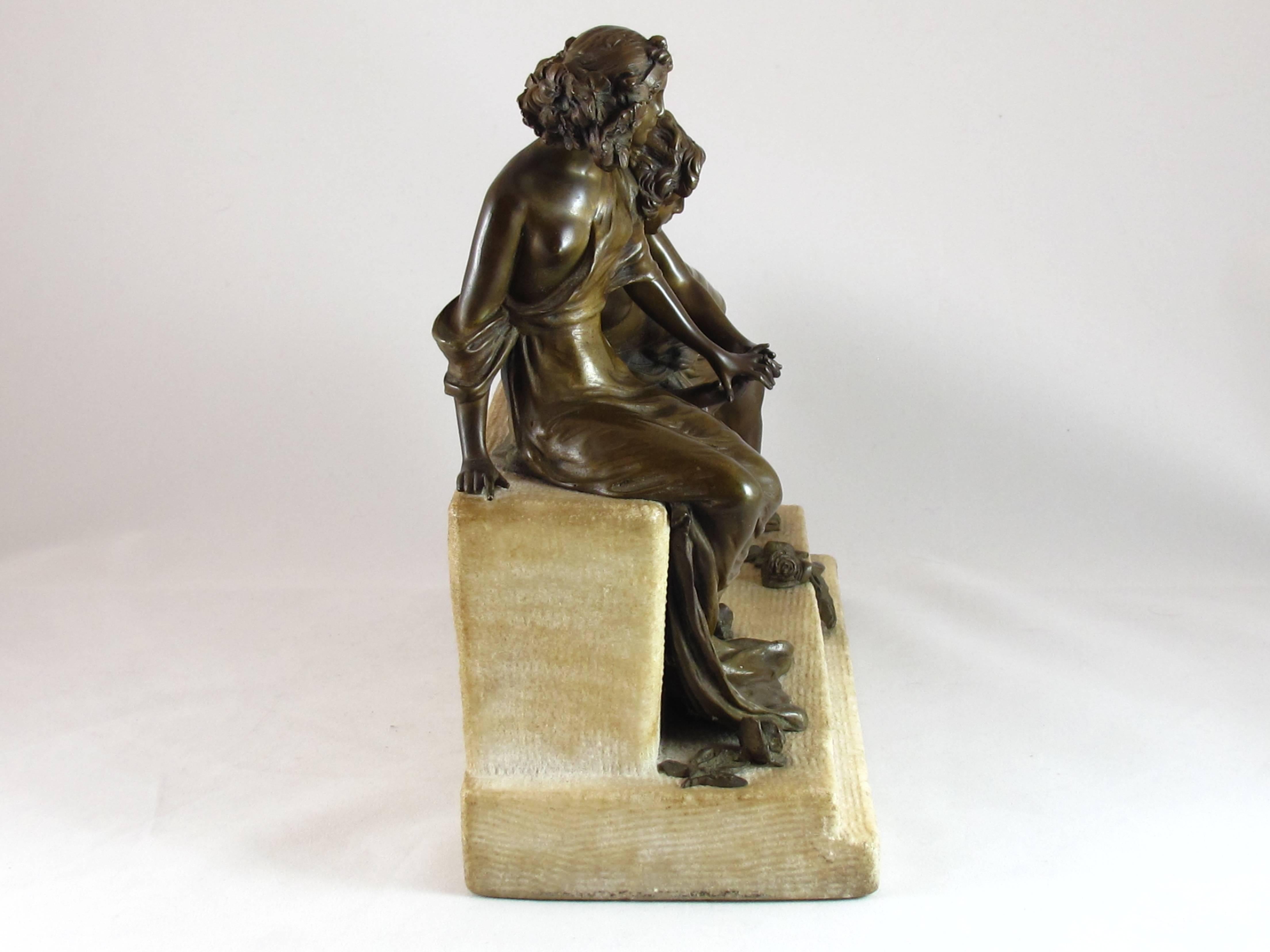 Art Nouveau Bronze the Lovers by Carl Kauba For Sale 5