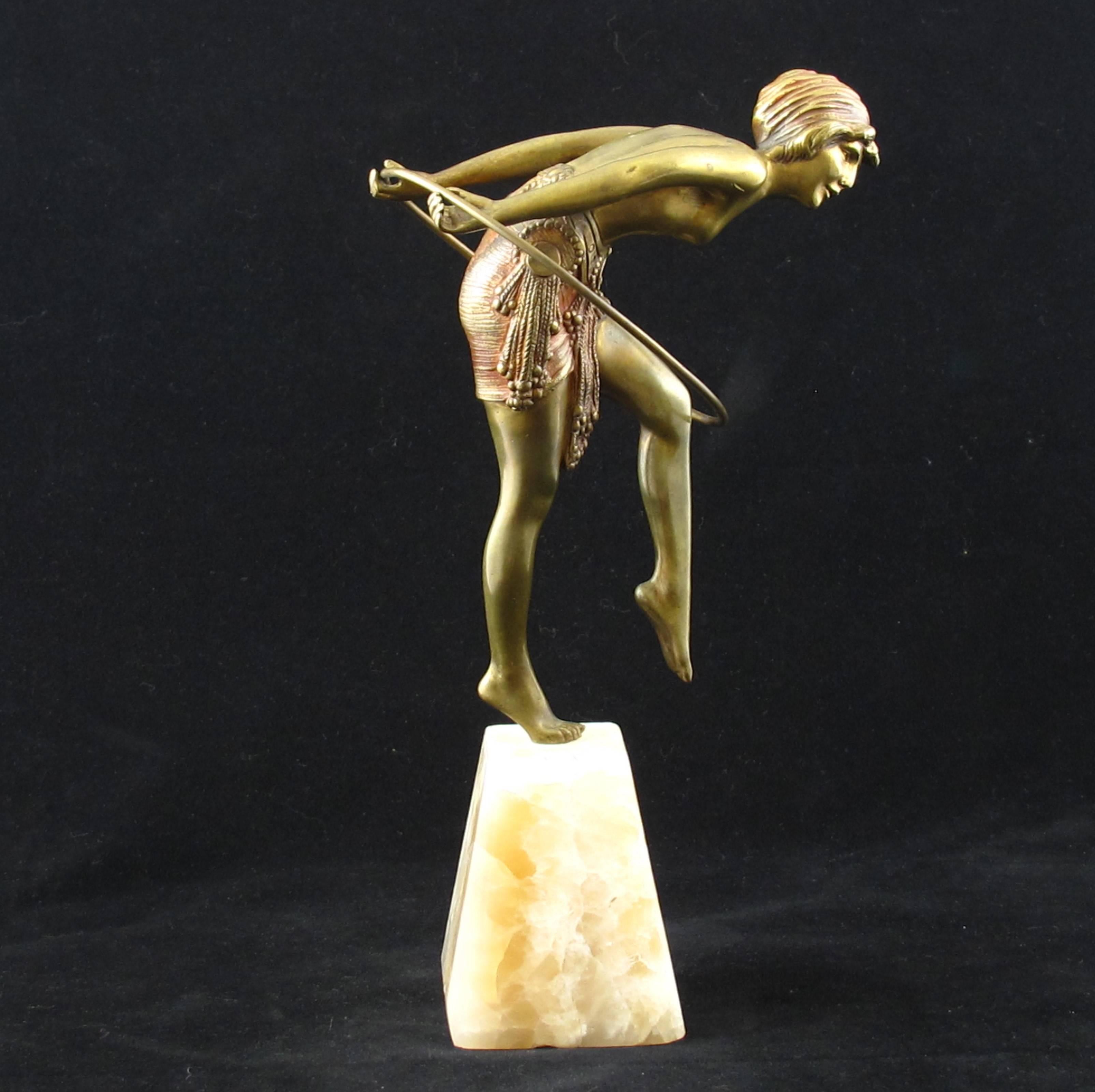 Art Deco Bronze Figure of a Hoop Dancer by Demetre Chiparus In Excellent Condition For Sale In Elswick, GB
