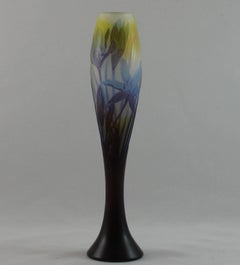 Art Nouveau Emile Galle Vase Decorated with Crocus Leaves and Flowers