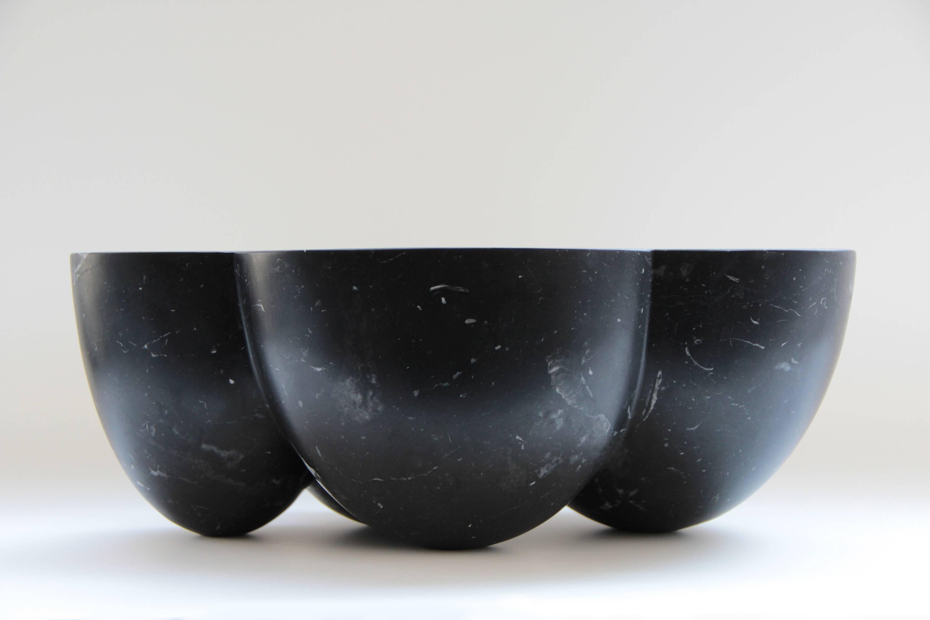 Modern Nube Honed Black Marble Vessel Bowl DLeuci Studio Contemporary Decorative Object For Sale