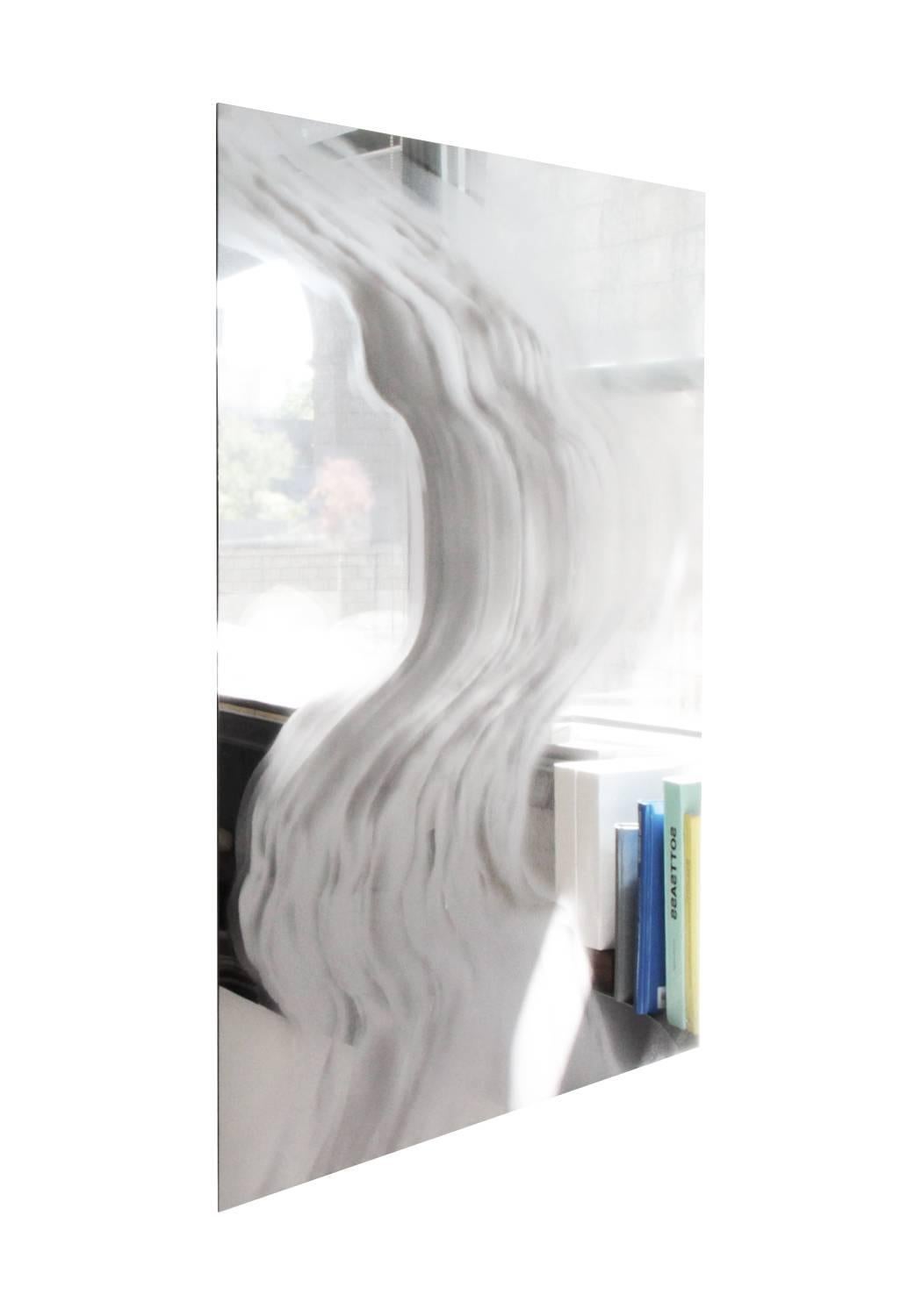 A contemporary design art object that partially obscures the viewer providing both a moment of reflection and self-contemplation. 

Individually hand etched with abstract formed sandblasting. Each mirror reveals a diaphanous cloud through the