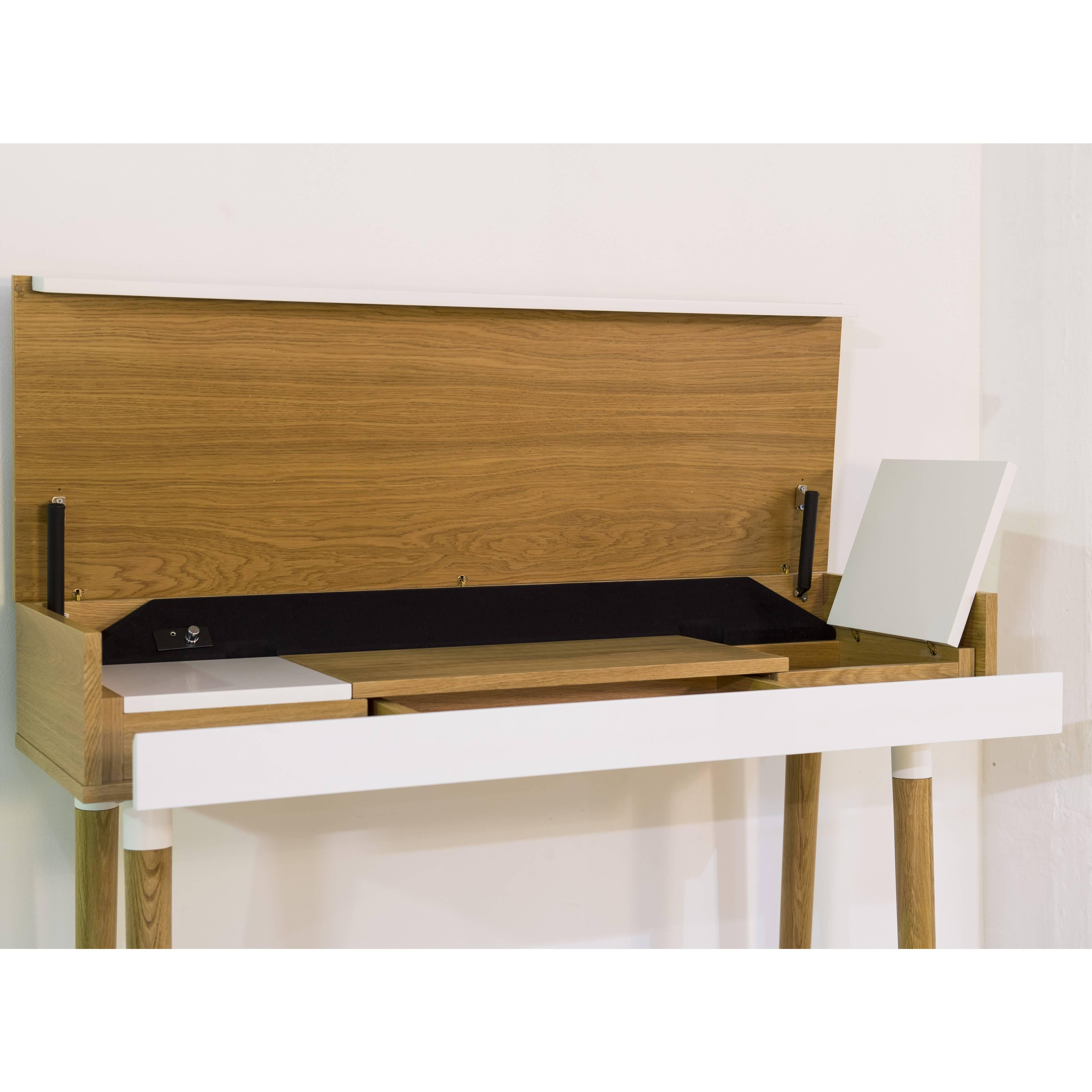 Contemporary console-desk by Benjamin Faure in oak wood and MDF laquered For Sale 1