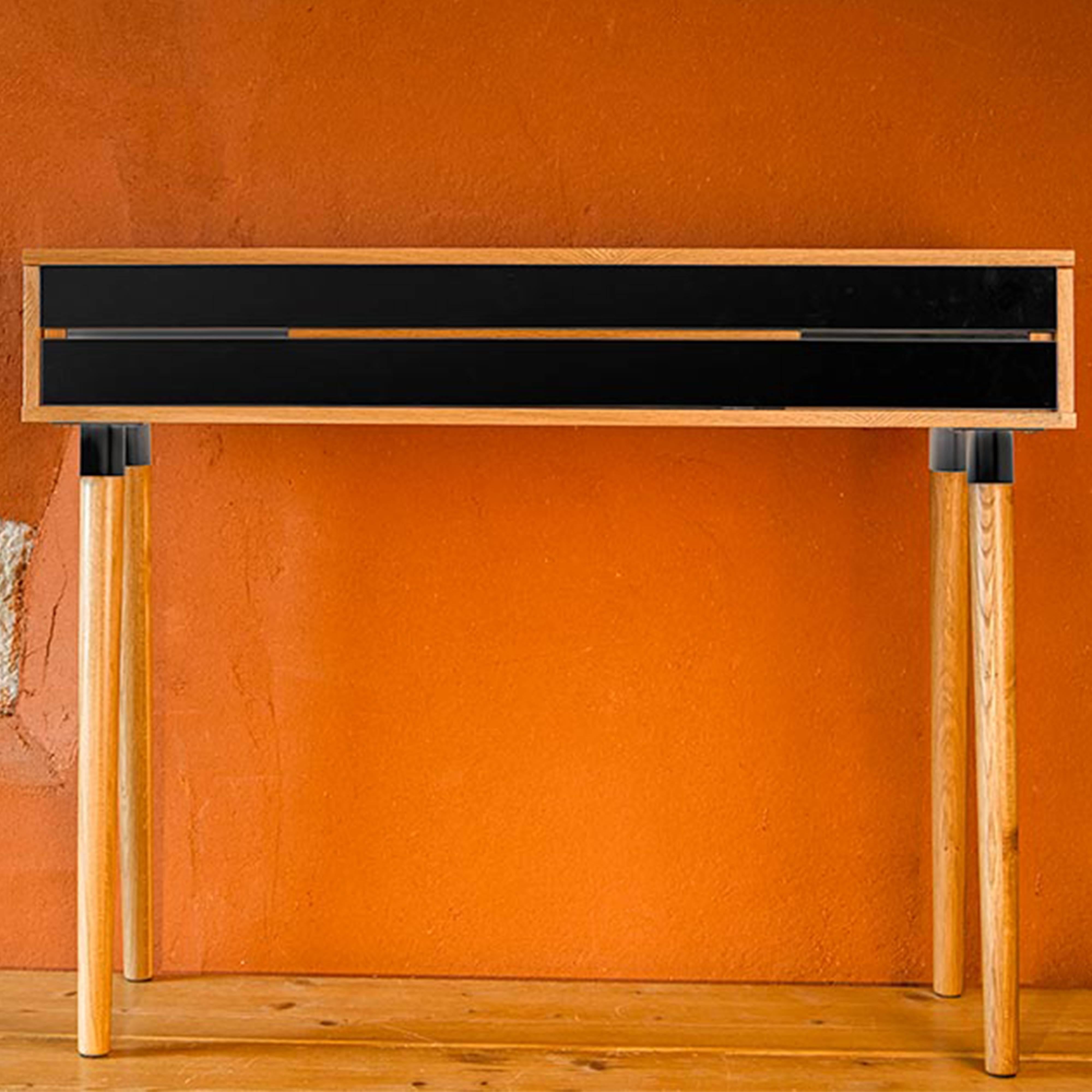 Steel Contemporary console-desk by Benjamin Faure in oak wood and MDF laquered For Sale