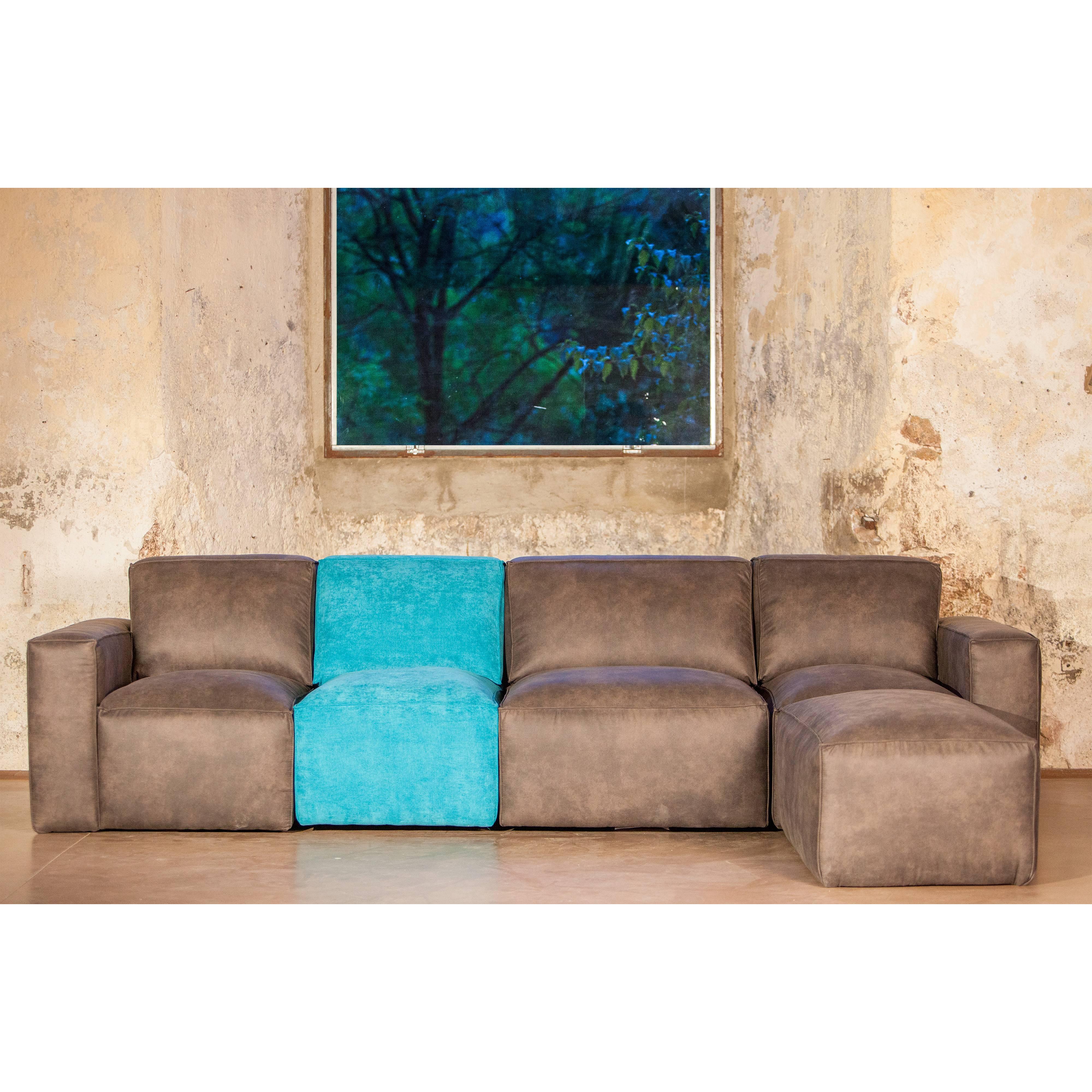 Modern Contemporary sofa by Le Point D, fabric or synthetic leather cover, modular For Sale
