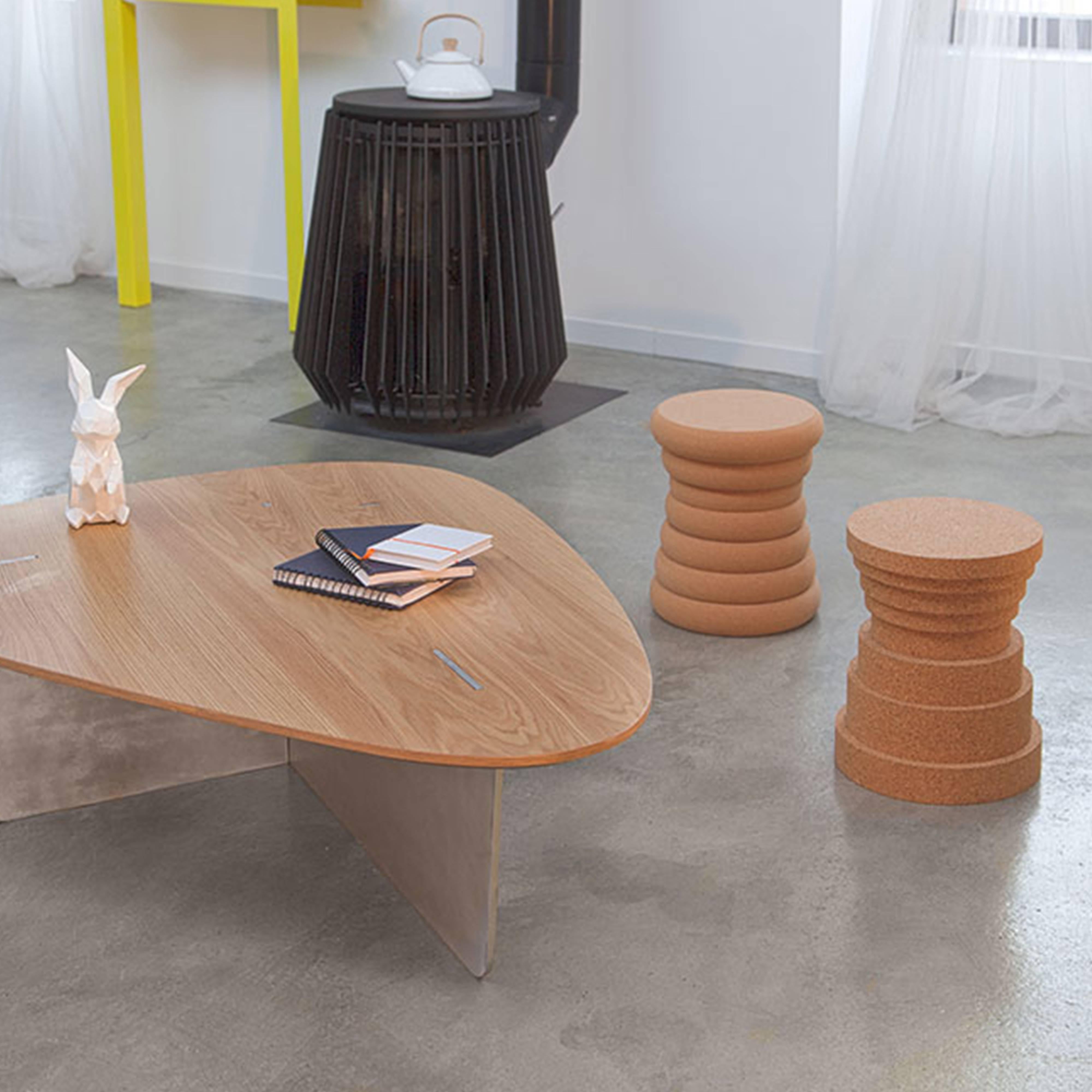 Modern Contemporary stool by Philippe Cramer, in cork, with sharp edge, created by hand For Sale