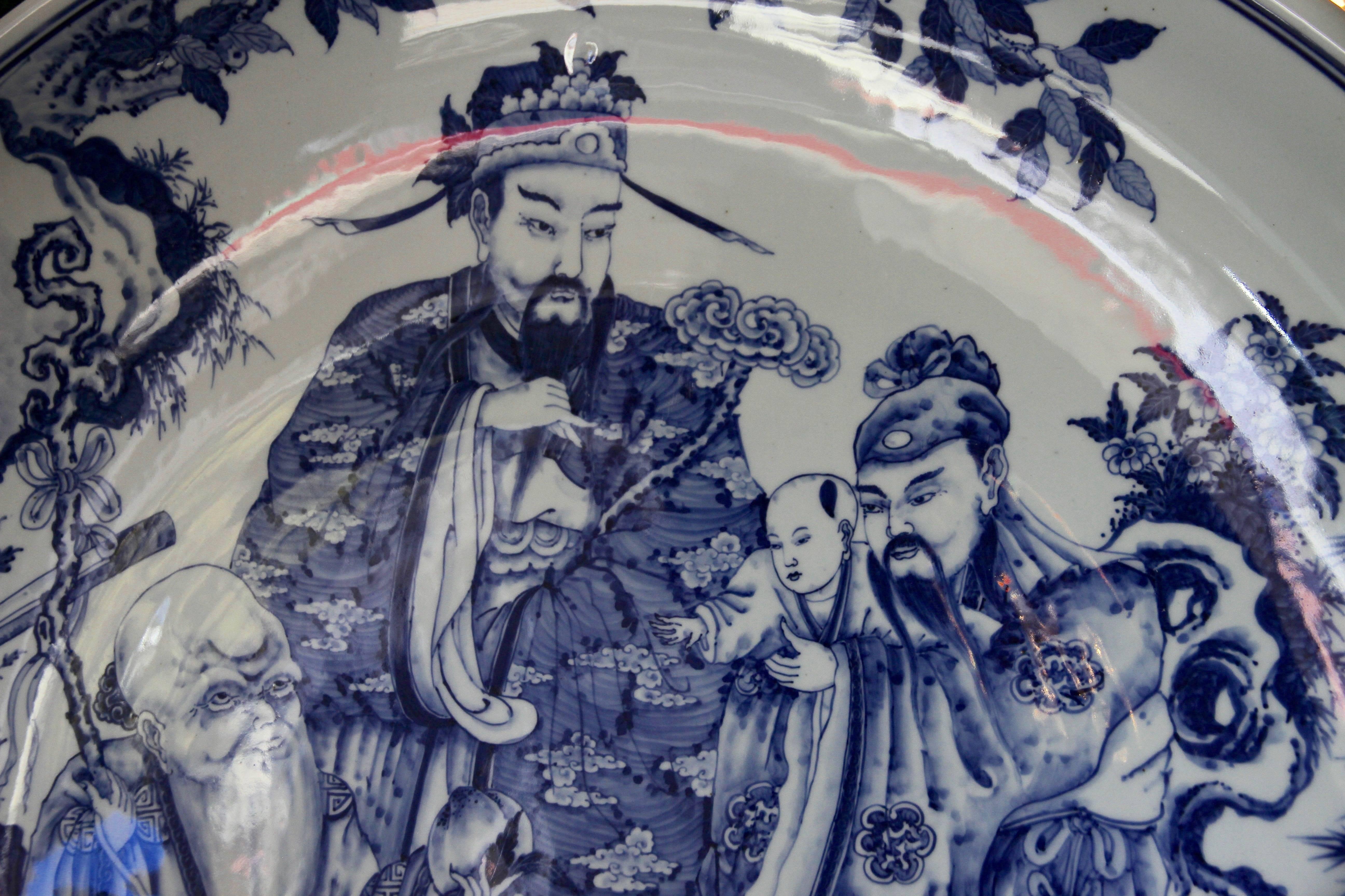 Pair of Huge Chinese Ceramic Plates, 20th Century For Sale 1