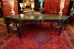 Garden or Interior Console in Sea Green Marble and Wrought-Iron, 1930s
