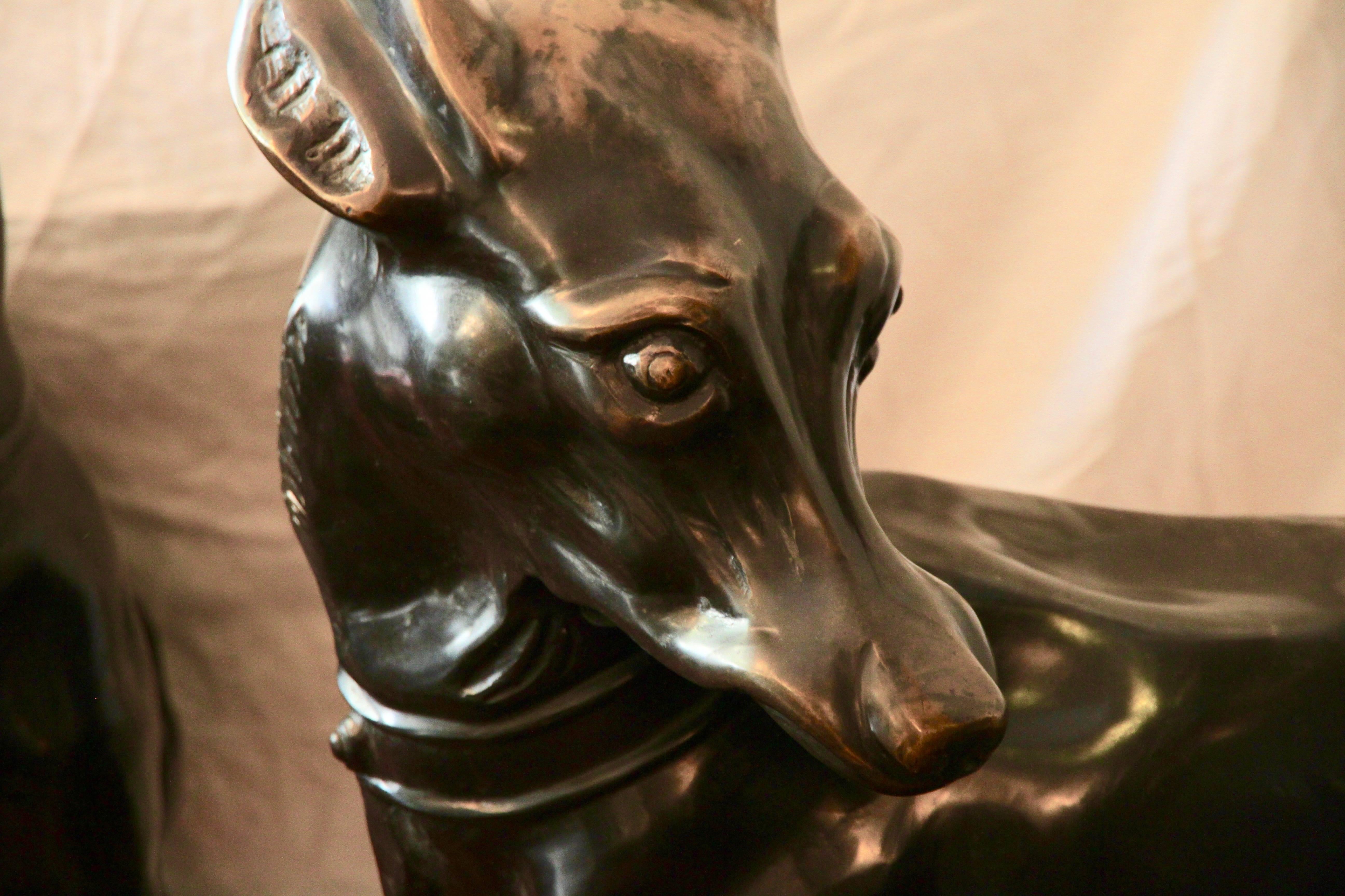 20th Century Pair of Bronze Dogs, 1960s-1970s For Sale