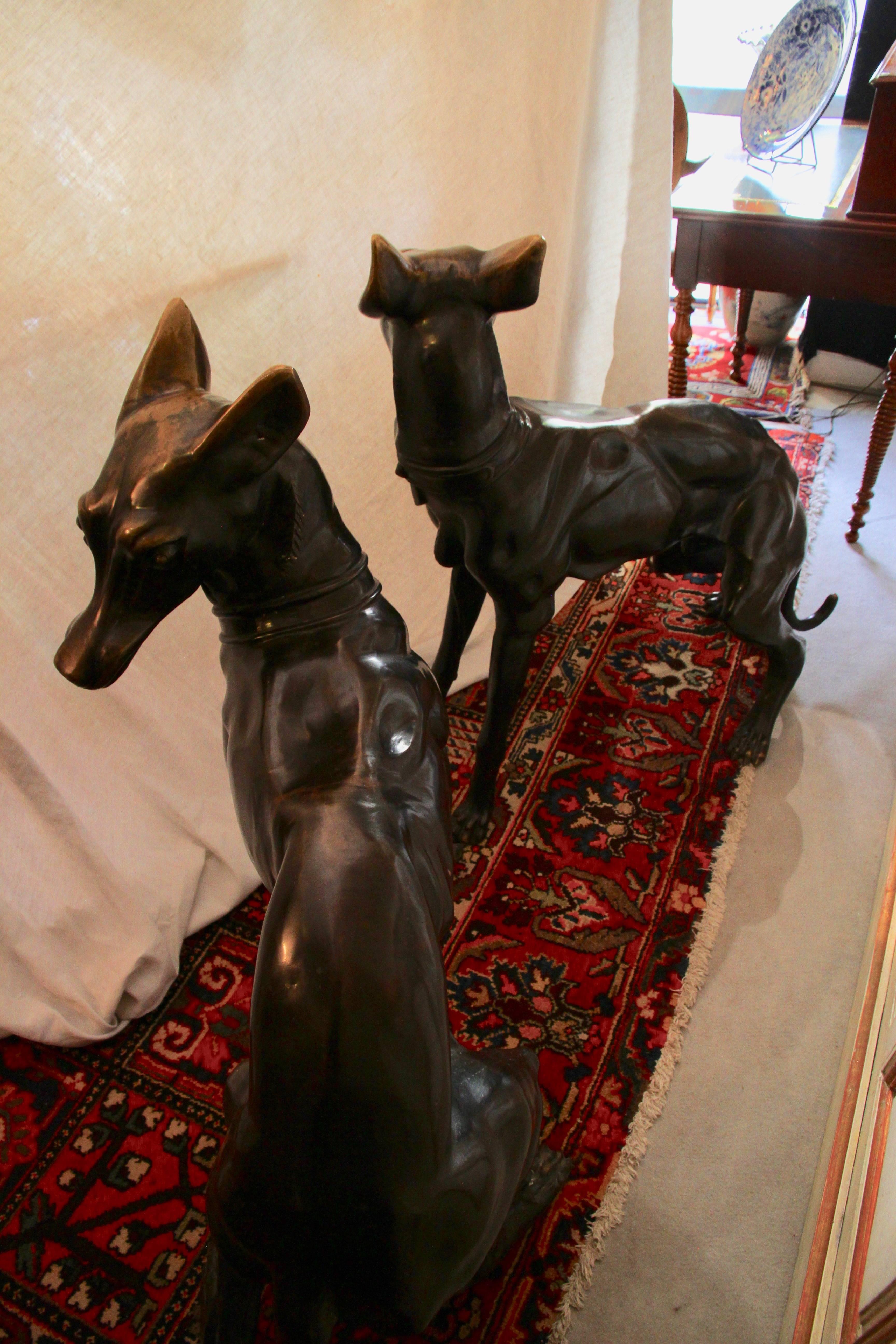 Pair of Bronze Dogs, 1960s-1970s For Sale 3