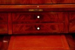 Cylinder Desk in Blond Walnut, First Part of the 19th Century, Biedermeier Style