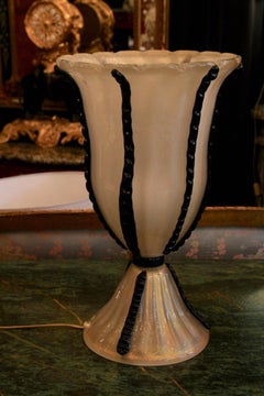 Pair of Murano Glass Lamps Iridescent with Gold Powder, 20th Century