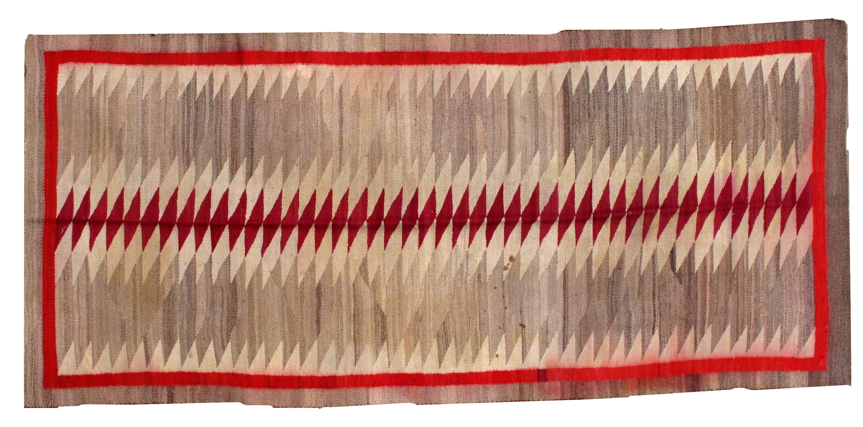 Handmade Antique Native-American Navajo Rug, 1900s, 1B63 3