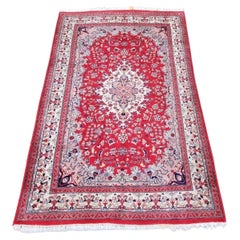 Handmade Vintage Persian Sarouk Rug 4' x 6.4' (123cm x 194cm) 1960s - 2K13