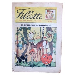 1950 French Fillette Magazine No. 196, Illustrated Fairy-Tale Cover - 2C192