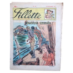 Rivista francese “Fillette” del 1949, n. 174, copertina illustrata a tema nautico - 2C195
