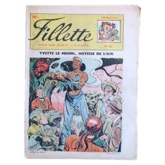 1950 French Fillette Magazine No. 185, Illustrated Adventure Cover - 2C198