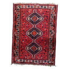 Tapis en laine tissé à la main des années 1930, avec trois médaillons, 3,74 × 5,22 pieds - 1C1294