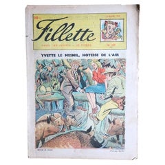 1950 French Fillette Magazine No. 189, Illustrated Adventure Cover - 2C210