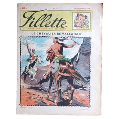 1949 French Fillette Magazine No. 173, Illustrated Horseback Cover - 2C212